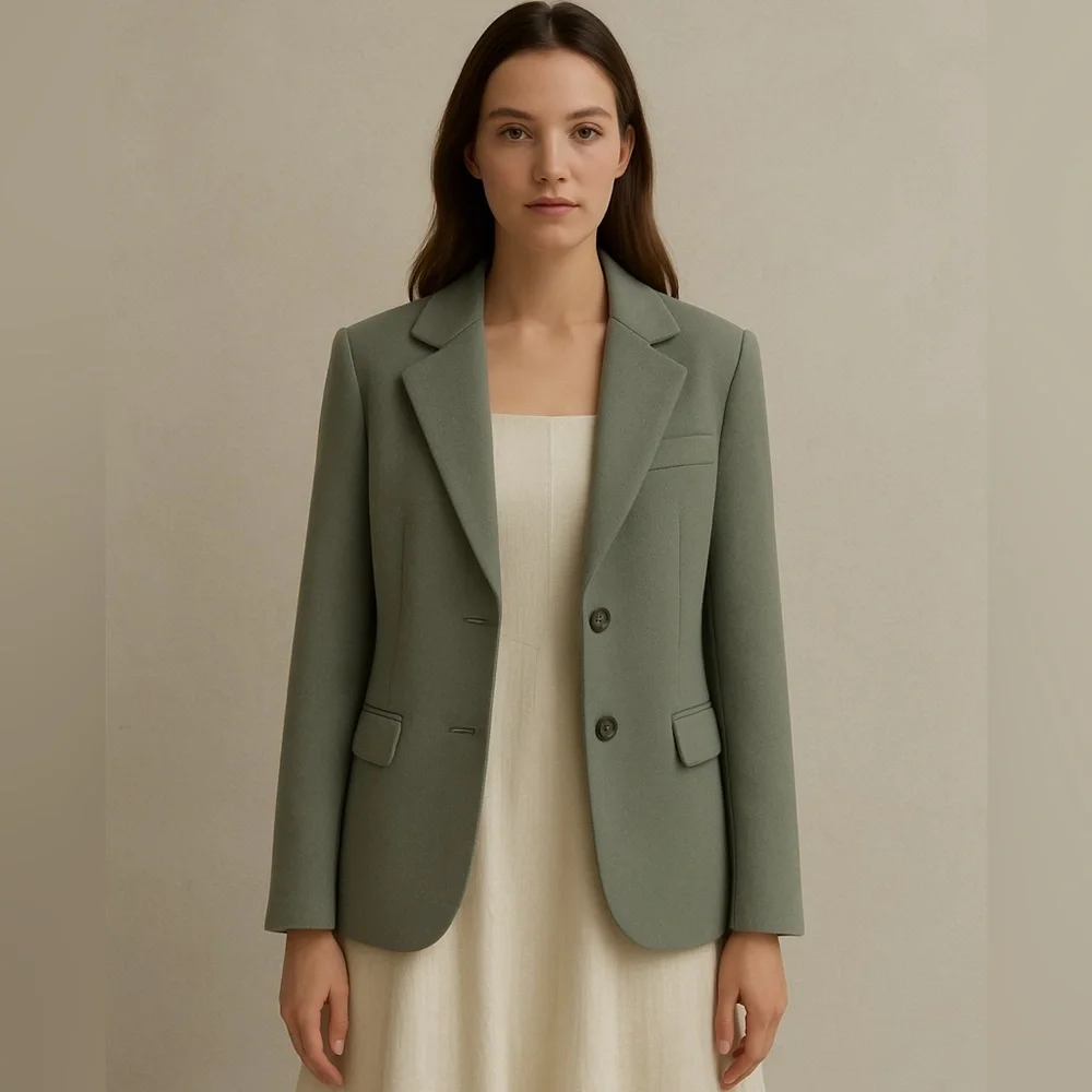 & Other Stories Women's Green Sage Coat Jacket Blazer S M US 4 NWT - Picture 2 of 5